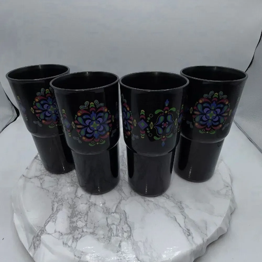 TUPPERWARE Black Kaliopi 18 oz Tumblers-Set of 4